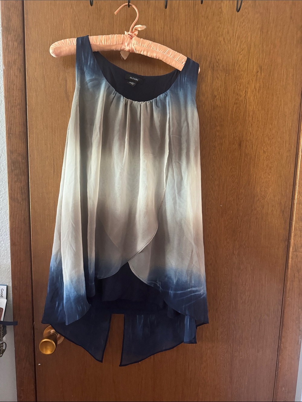 Alfani Navy to Cream Layered High-Low Skirt